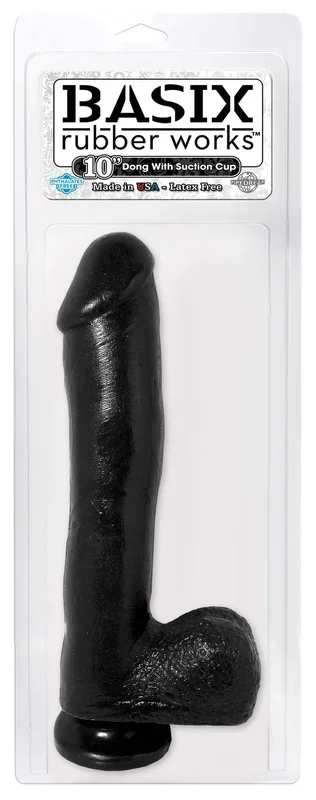 Basix Rubber Works 10″ Ballsy Black Dong – For Ultimate Pleasure