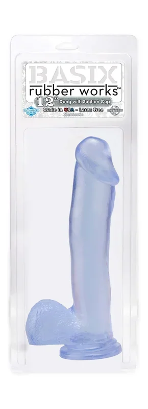 Basix Rubber Works 12″ Clear Dong with Suction Cup – American-Made Pleasure