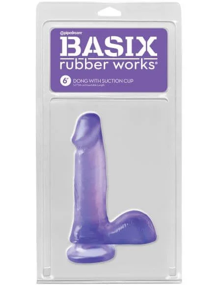Basix Rubber Works 6-Inch Dong with Suction Cup – Purple | Pipedream Products