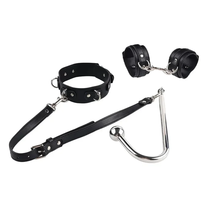 Beaded Anal Hook with Collar and Cuffs