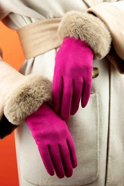 Bettina Gloves – Fuchsia/Mist