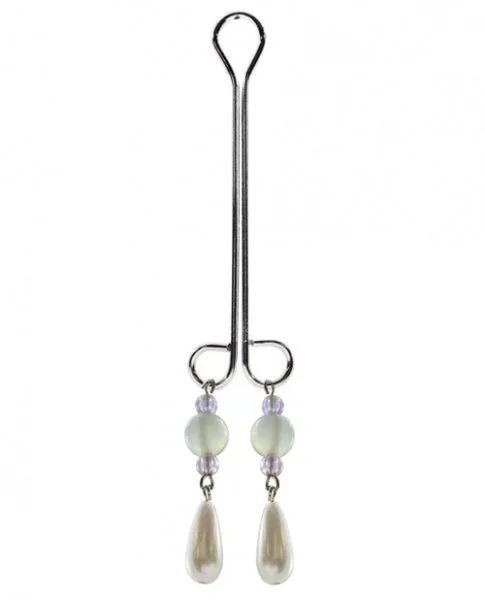 Bijoux de Nip Clit Clamp Double Loop w/Pearl & Purple Beads