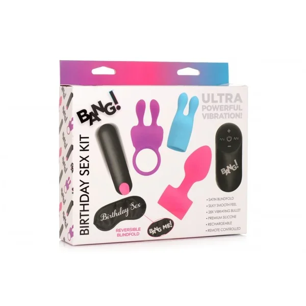 Birthday Sex Kit – C-Ring, Plug, C-Stim, Bullet and Blindfold