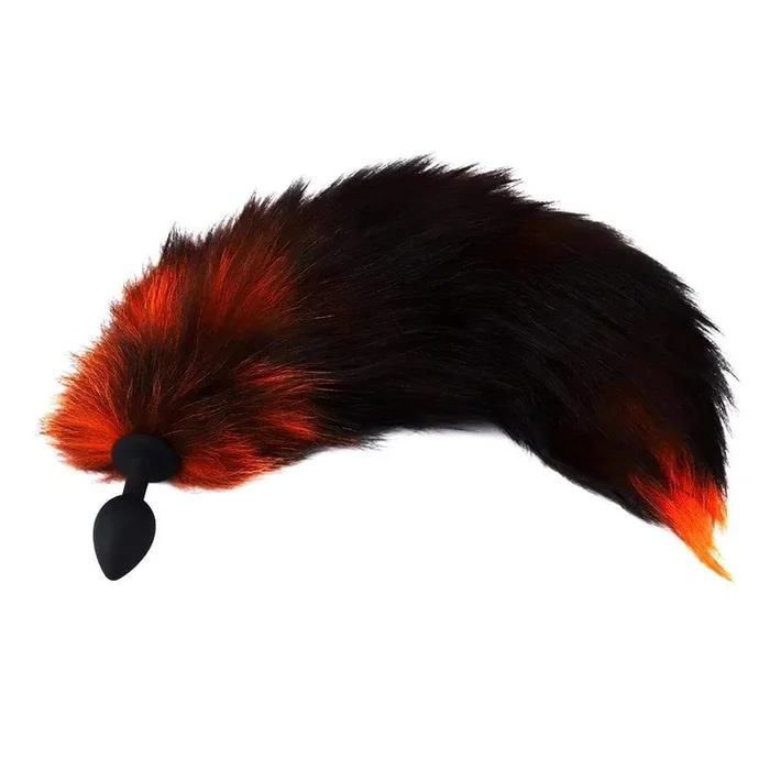 Black & Orange Wolf Tail Plug 16″