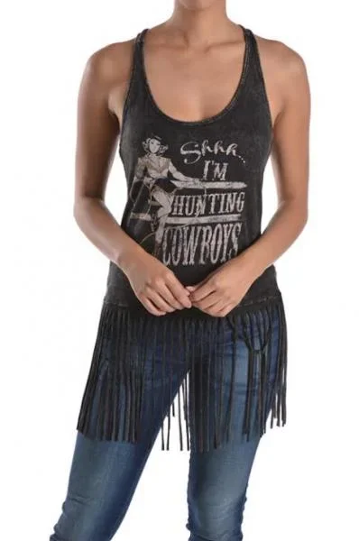Black – Hunting Cowboys Embellished Tank –