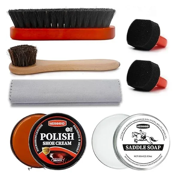 Black Brown Shoe Polish Kit Leather Boot Shoe Shine Kit Conditioner Cream Wax Care Clearner for Men Women