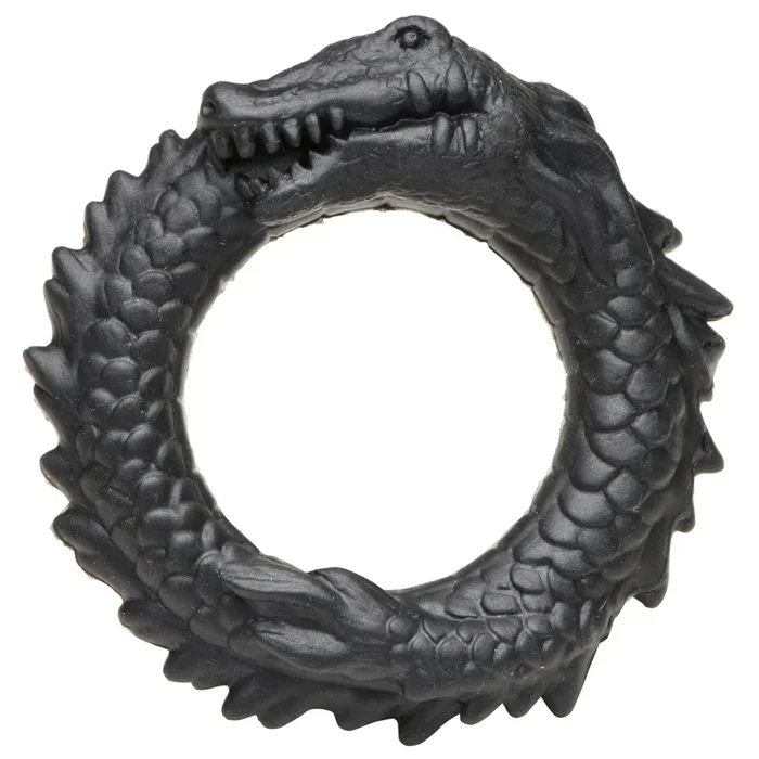 Black Caiman Silicone Cock Ring With Ridges And Stretch Fit
