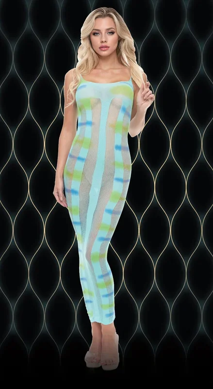 Blue Horizon Maxi Dress Sheer Erotic Gown for Mature Adults