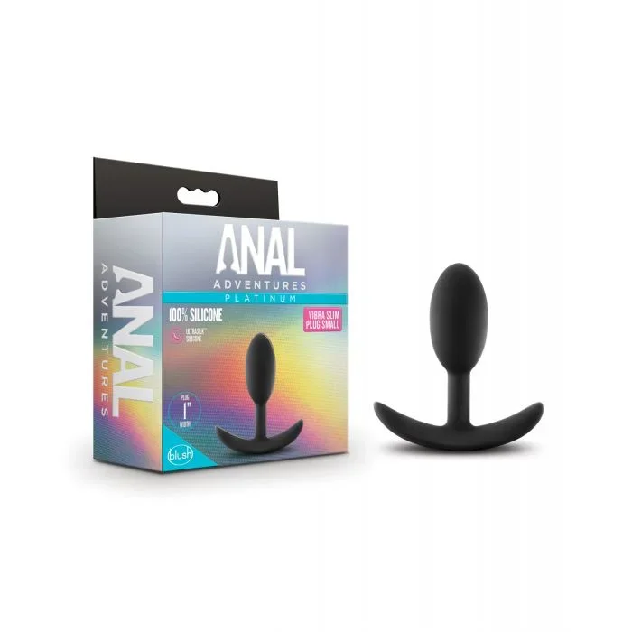 Blush Anal Adventures Vibra Slim Plug Platinum Silicone Black Small