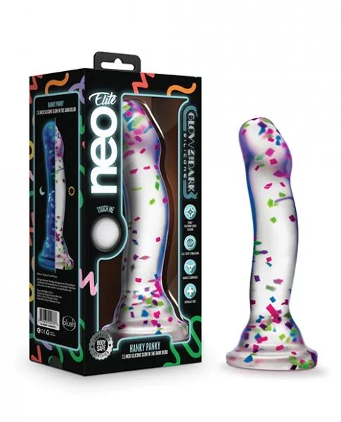 Blush Neo Elite Hanky Panky 7″ Confetti Dildo – Glow in the Dark