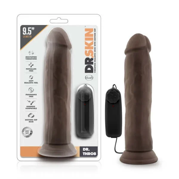 Blush Novelties Dr. Throb 9.5 Inches Vibrating Realistic Cock – Lifelike Pleasure with Suction Cup