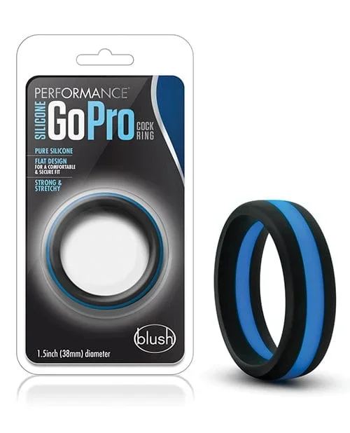 Blush Performance Silicone Go Pro Cock Ring – Black-Blue