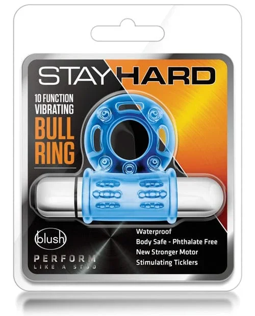 Blush Stay Hard Mega Vibrating Bull Ring – Blue