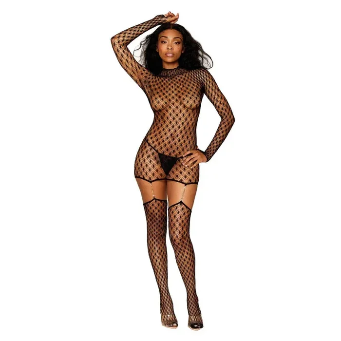 Bodystocking Garter Dress – One Size – Black