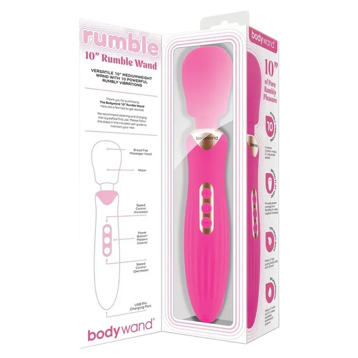 Bodywand RUMBLE WAND 10 Inch – Hot Pink 24 cm USB Rechargeable Massage Wand