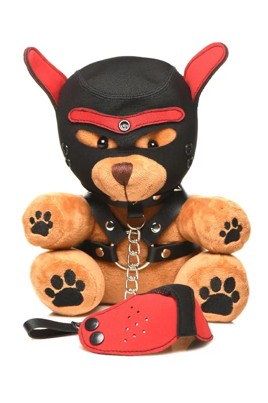 Bondage Pup Bear Plush with Puppy Mask and Leather Harness