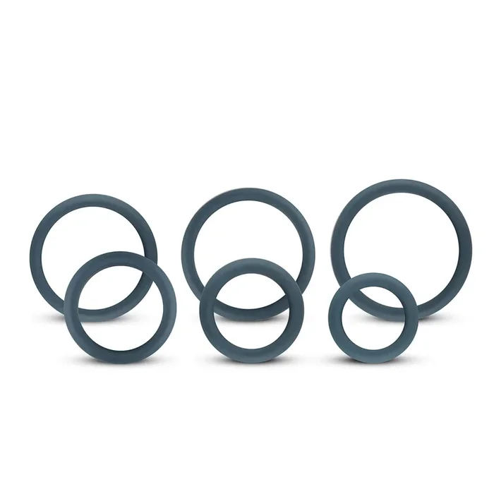 Boners 6 Piece Wide Cock Ring Set Grey