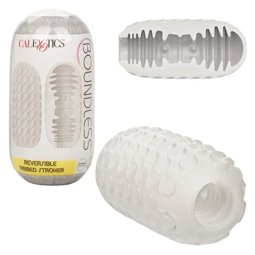 Boundless Reversible Ribbed Stroker White 4.5 Inch Compact Textured Male Masturbator