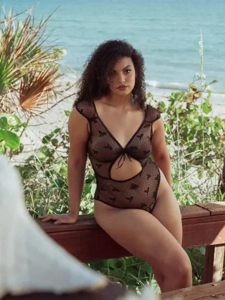 Bow Mesh Teddy – Black –