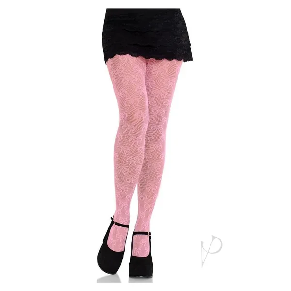Bow Net Tights Pink O/s