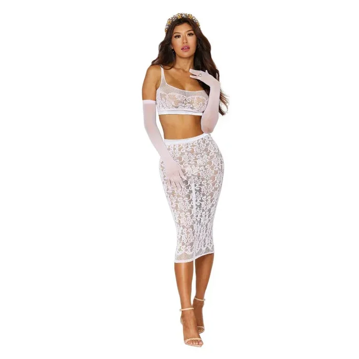 Bralette and Slip Skirt – One Size – White