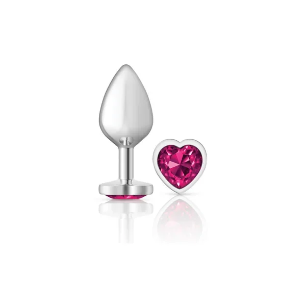 Bright Pink Heart Gem Silver Metal Plug – Md