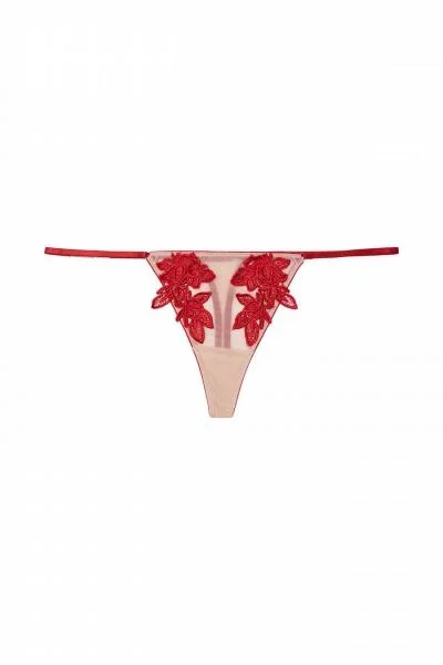 Brooke Applique Thong – Red/Nude –