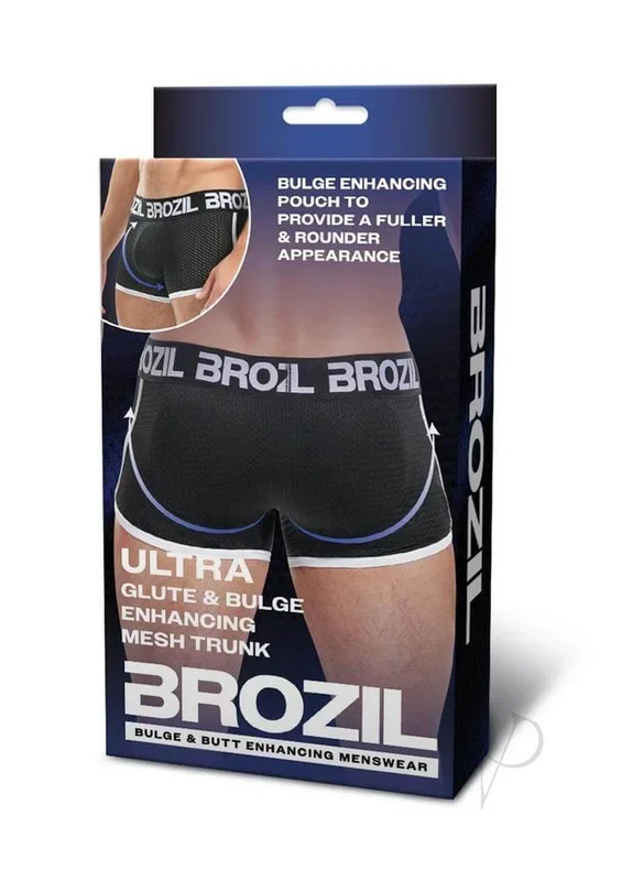 Brozil Ultra Glute and Bulge Enhancing Mesh Trunk S M Black