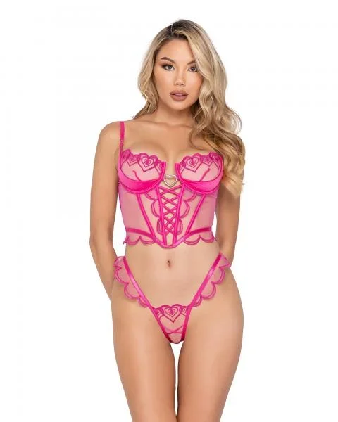 Bubblegum Heart Two Piece Bustier Set – Pink –