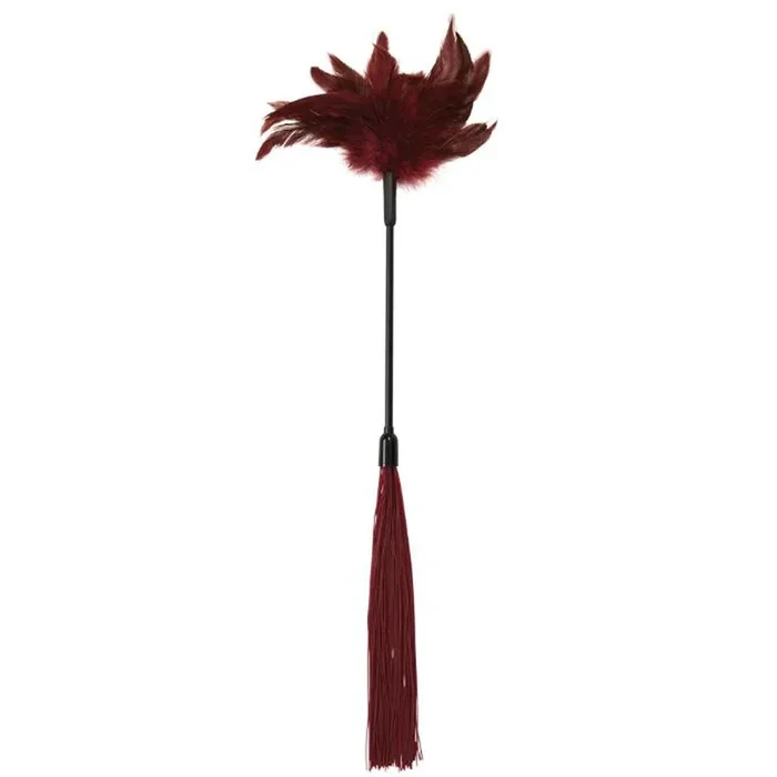 Burgundy Feather Tickler for Adult Intimacy and Teasing Play