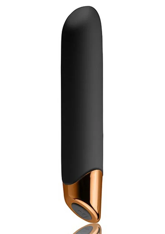 Chaiamo Rechargeable Silicone Vibrator Black with Rose Gold Accent