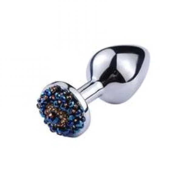 Chrome Anal Plug With Blue Beads – Small