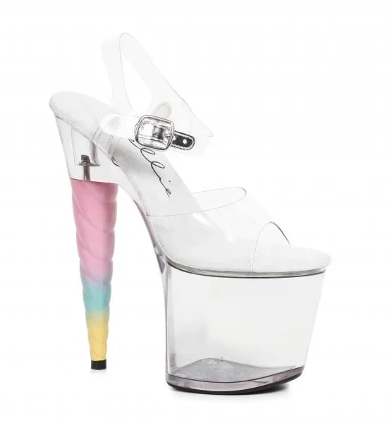 Clear – Dashing 7″ Unicorn Platform High Heel – Size