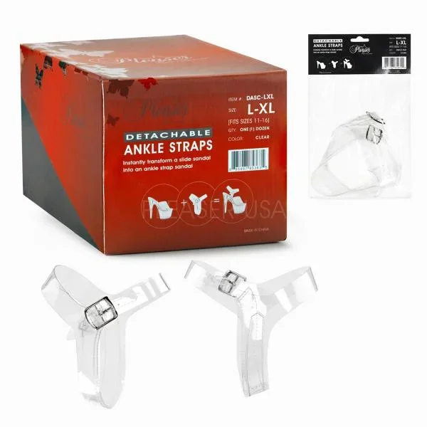 Clear – Detachable Ankle Straps – Size L/XL (Fits Shoe Sizes 11-16) – 1 Pair
