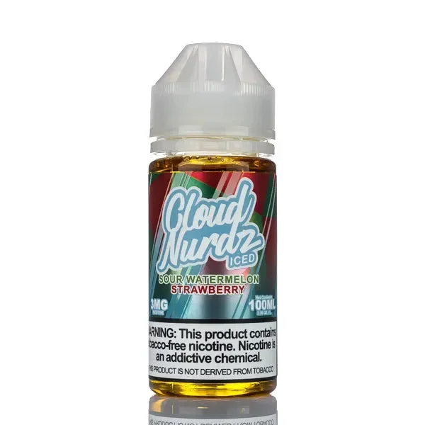 Cloud Nurdz E-Liquid – Sour Watermelon Strawberry Iced – 100ml