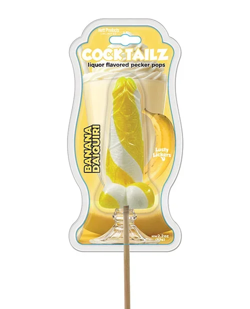 Cock Tailz Liquor Flavored Pecker Pops – Banana Daiquiri Yellow/White Stripe