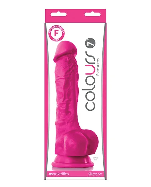 Colours Pleasures 7″ Dong w/Balls & Suction Cup – Pink