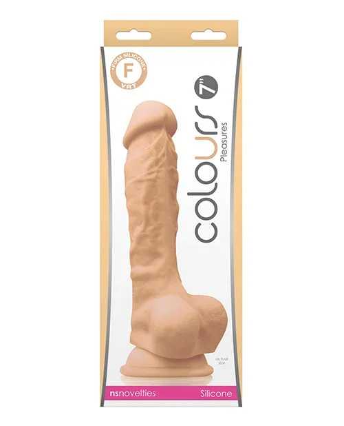 Colours Pleasures 7″ Dong w/Balls & Suction Cup – White