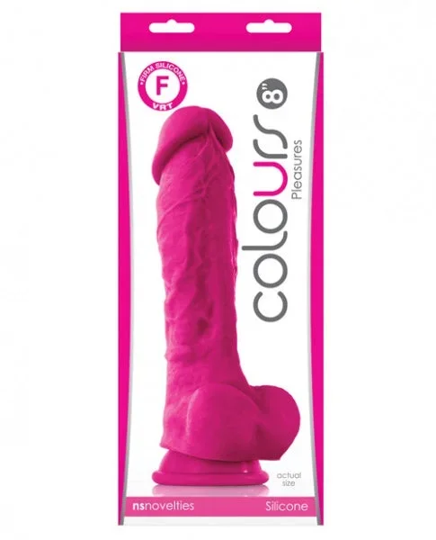 Colours Pleasures Silicone 8″ Dildo w/Suction Cup – Electric Pink