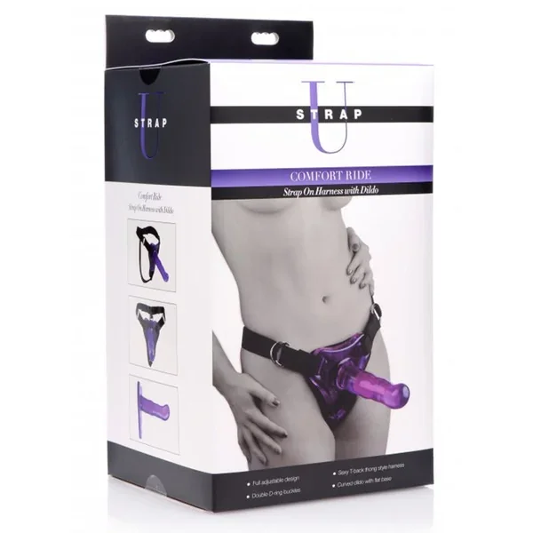 Comfort Ride Strap On Harness with Purple Dildo