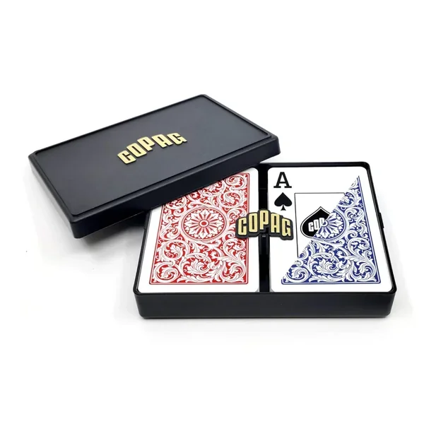 Copag 1546 Design 100% Plastic Playing Cards, Bridge Size (Narrow) Red/Blue