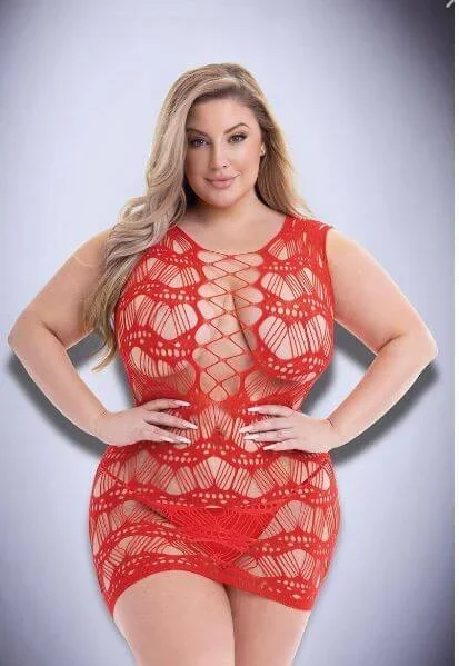 Corset Front Lace Mini Dress in Red – Sexy Sheer Lace with Cutout Design