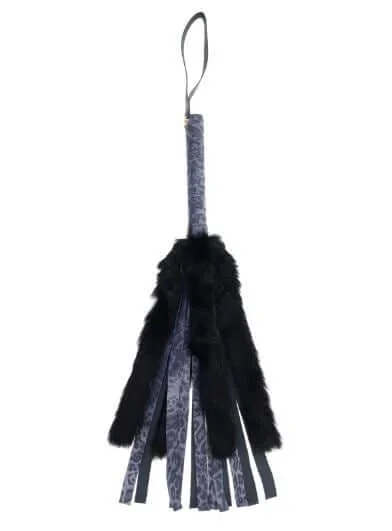 Cougar Faux Fur Flogger | Elegant Blue & Gold Flogger for Sensual Play