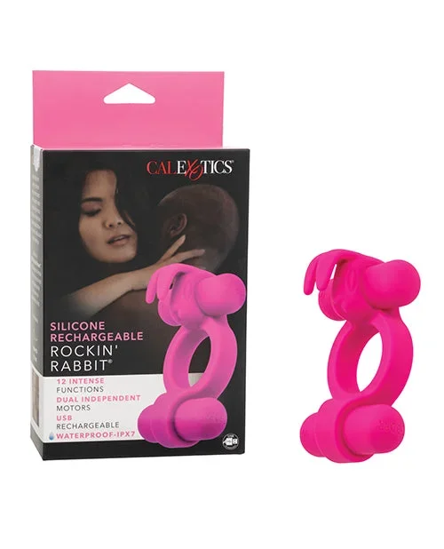 Couple’s Enhancer Silicone Rechargeable Rockin’ Rabbit Enhancer – Fuchsia