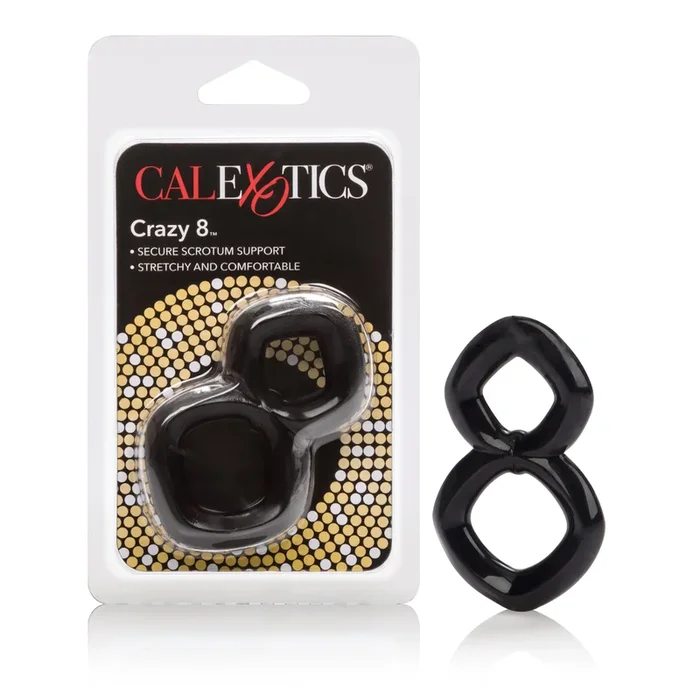 Crazy 8 Black Stretchy Dual Support Ring for Adult Intimacy