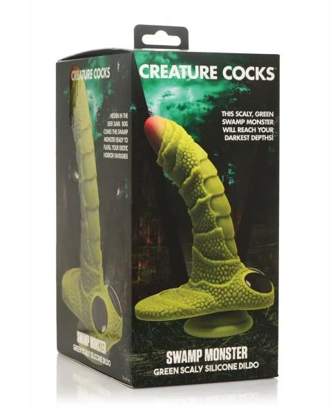 Creature Cocks Swamp Monster Scaly Silicone Dildo – Green
