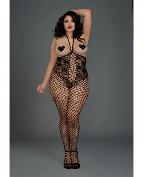 Crotchless Open Cup “Teddy” Bodystocking – Black – Queen Size