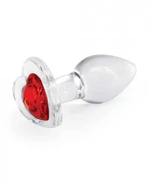 Crystal Desires Glass Heart Gem Butt Plug Small – Red