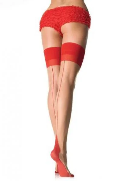 Cuban Heel Stocking – Nude/Red