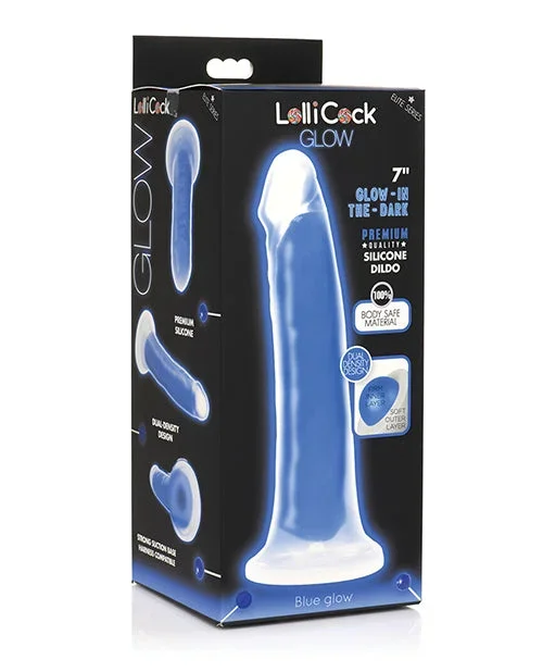Curve Toys Lollicock 7″ Glow In The Dark Silicone Dildo – Blue